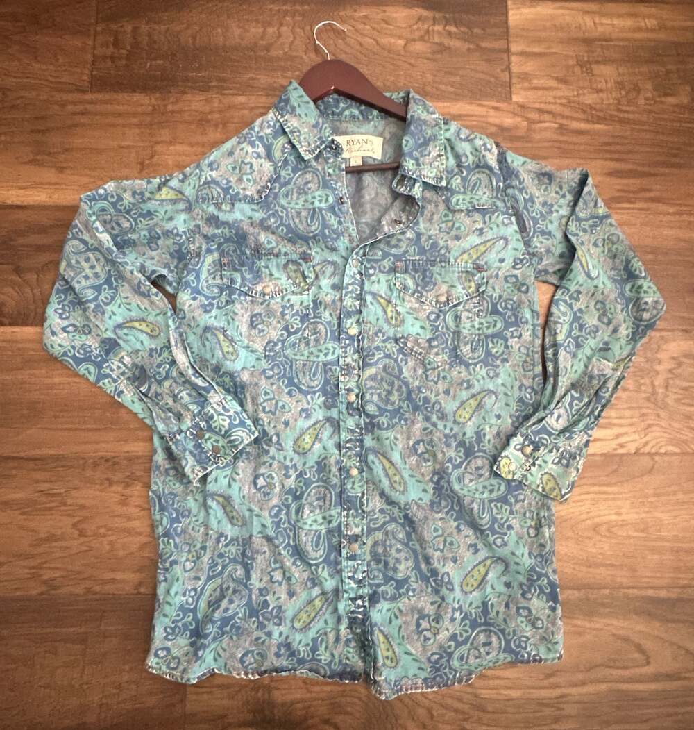 Ryan Michael Women's Long Sleeve Button-Down Shirt in Paisley Tencel